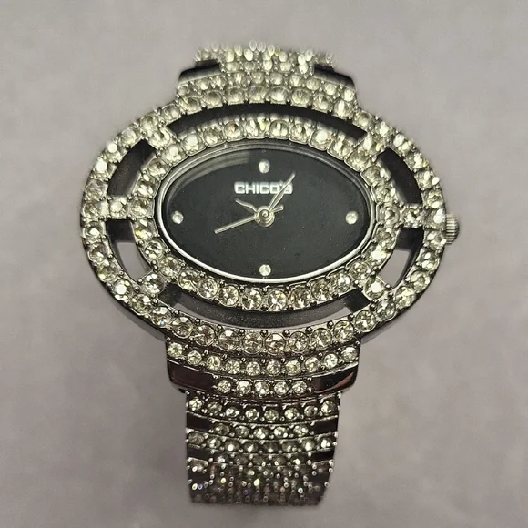 Chico's Black Dial Silver Crystal Working Watch - Picture 1 of 4